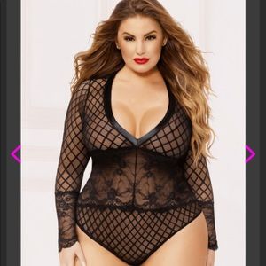 Black Lace Long-Sleeve NWOT Lingerie Teddy